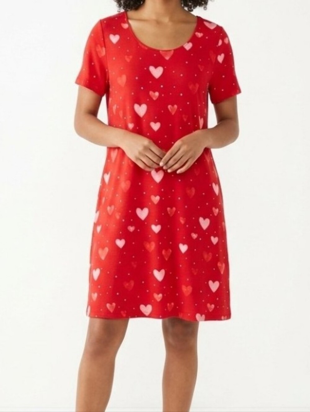 Soma Cool Nights Red Heart Sleepshirt Nightgown Women's Rayon Pajama Dress XL